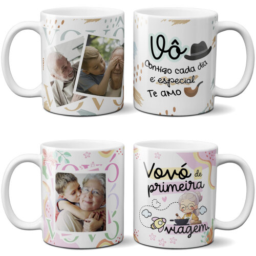 Estampas Dia dos Avós Sublimação Canecas Artes Editáveis