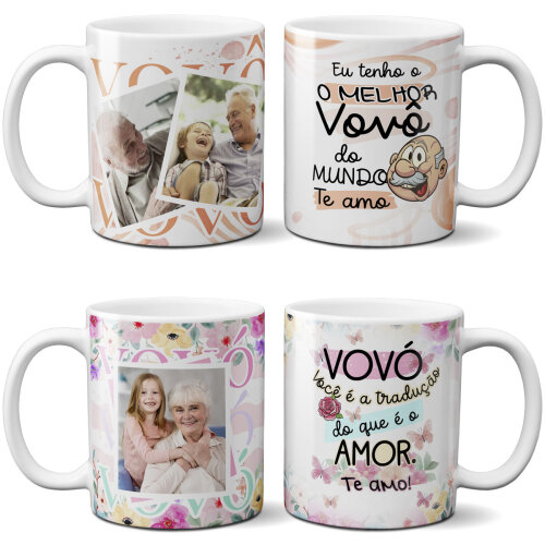 Estampas Dia dos Avós Sublimação Canecas Artes Editáveis