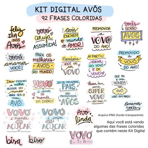Estampas Frases Coloridas Sublimação Dia Avós Pandoca Png