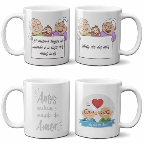 Estampas Sublimação Canecas Dia dos Avós Artes Mockups