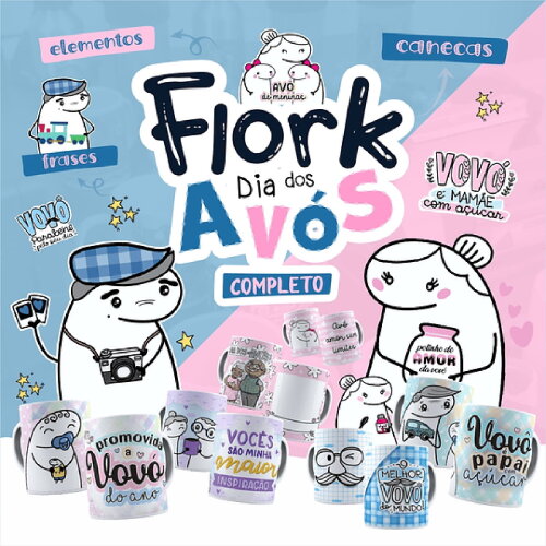 Kit Digial Flork Pack 2 Dia dos Avós Artes Sublimação