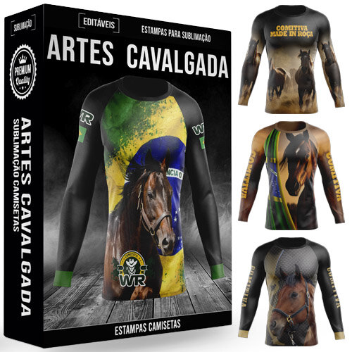 Estampas Cavalgada Camiseta Artes Sublimação Total Cavalos R