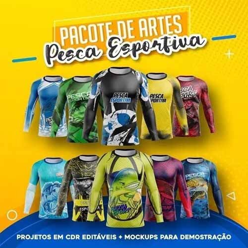 Pacote 120 Artes Camisetas Pesca Pescaria Editáveis Corel