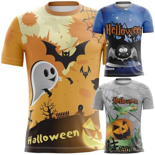 Artes Sublimação Total Camisetas Halloween Dia das Bruxas