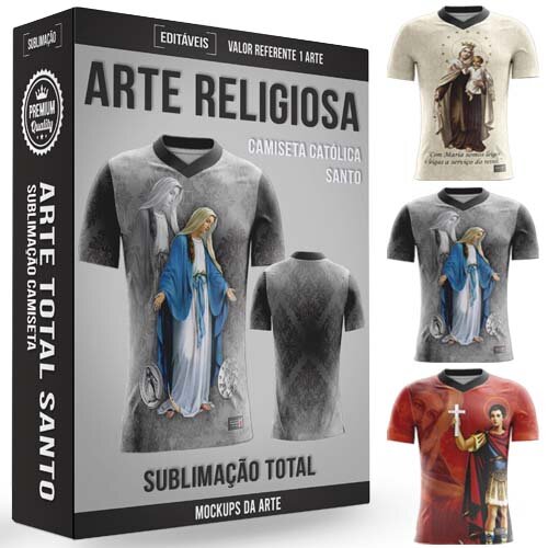 Pack Artes Sublimação Total Religiosas Santos Camisetas