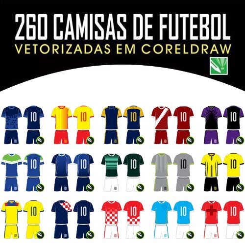 Pacote Artes Uniformes Editáveis Sublimação 250 Estampas Times