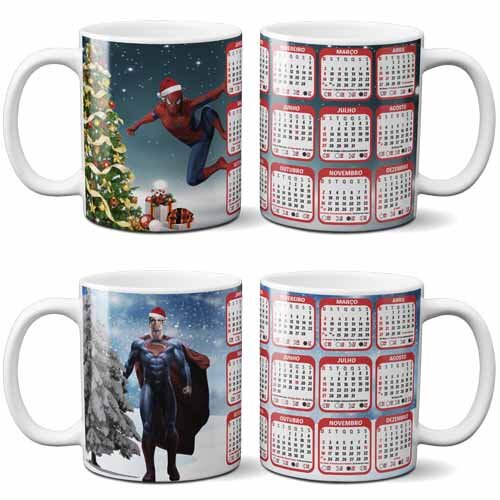 Artes Sublimação Canecas Calendários 2026 Natal Mockups