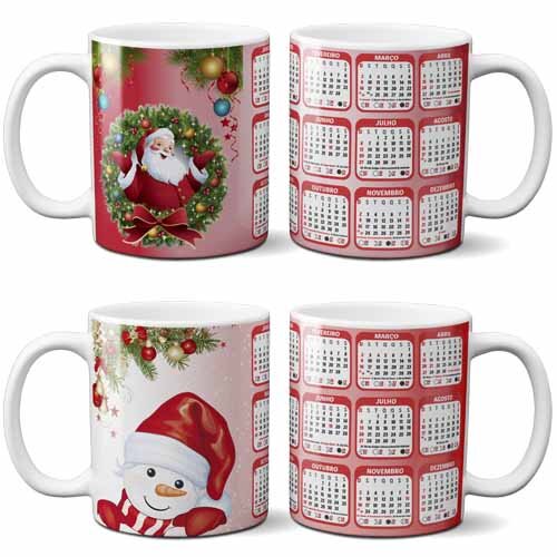 Estampas Canecas Calendários 2026 Natal Sublimação Artes