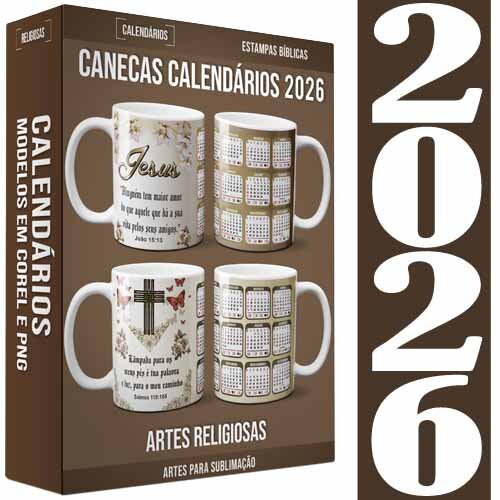 Estampas Canecas Religiosas Calendários 2026 Sublimação