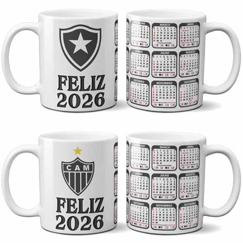 Artes Canecas Calendários 2026 Sublimação Times Canecas Pack