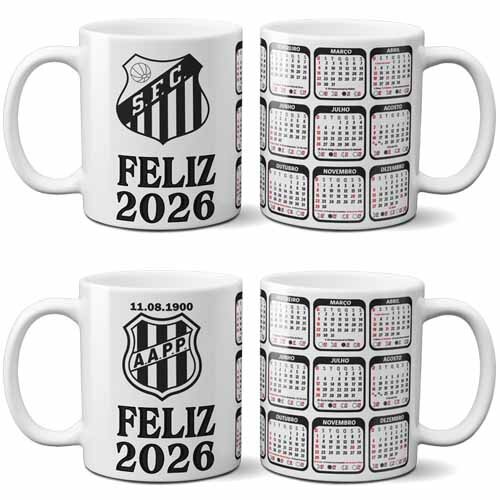 Artes Canecas Calendários 2026 Sublimação Times Canecas Pack