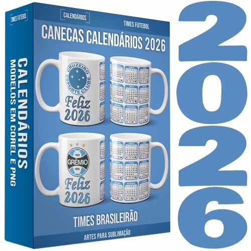 Estampas Calendários 2026 Sublimação Canecas Times Pack1