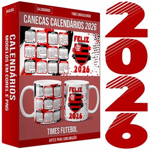 Estampas Canecas Calendários 2026 Corel Times Sublimação 2