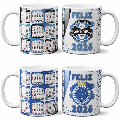 Pack 25 Artes Canecas Times Calendários 2026 Sublimação Core