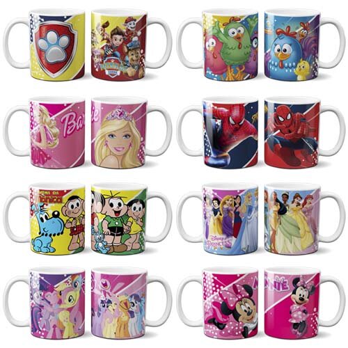 Estampas Infantil Crianças Editáveis Sublimação Canecas Mockups