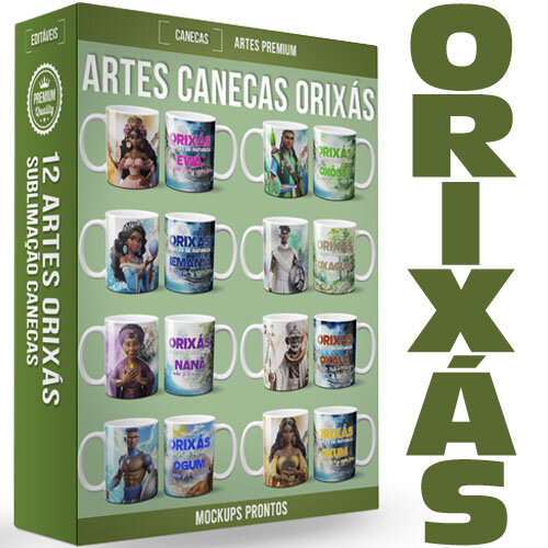 Pacote 12 Artes Orixás Sublimação Canecas Premium Editáveis