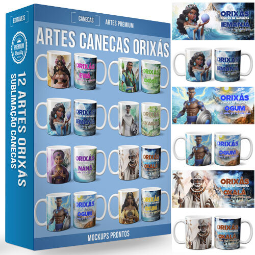 Estampas Orixás Sublimação Canecas Premium Artes Editáveis