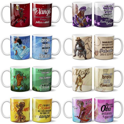 Estampas Editáveis Sublimação Canecas Umbanda Orixás Mockups