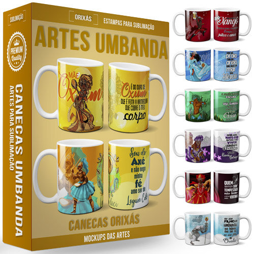 Artes Canecas Umbanda Orixás Editávies Sublimação Mockups