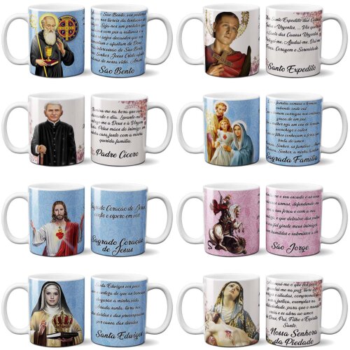 Pacote 30 Artes Canecas Orações Católicas Sublimação Mockups