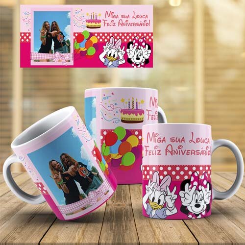 Estampas Canecas Parabéns Aniversário Infantil Artes Disney