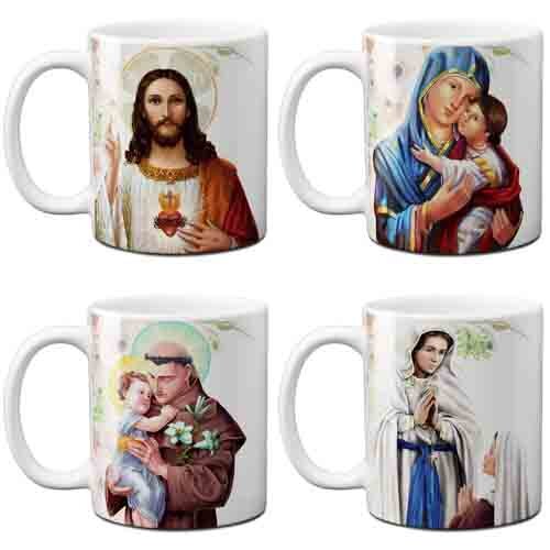 Artes Sublimação Canecas Santos Católicos Editáveis Mockups