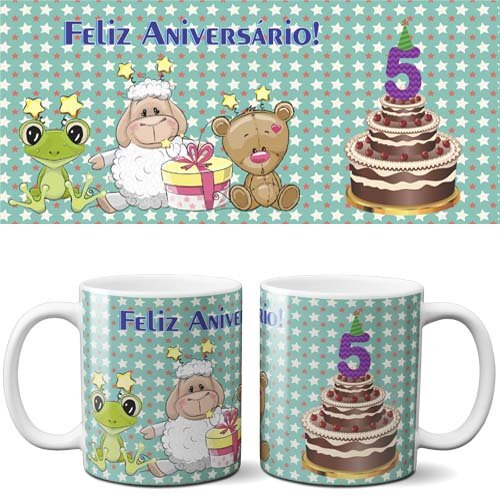 Artes Prontas Canecas Parabens Aniversario Niver Editáveis