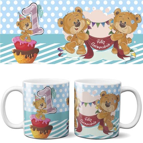 Artes Canecas Aniversário Parabéns Editáveis 40 Estampas