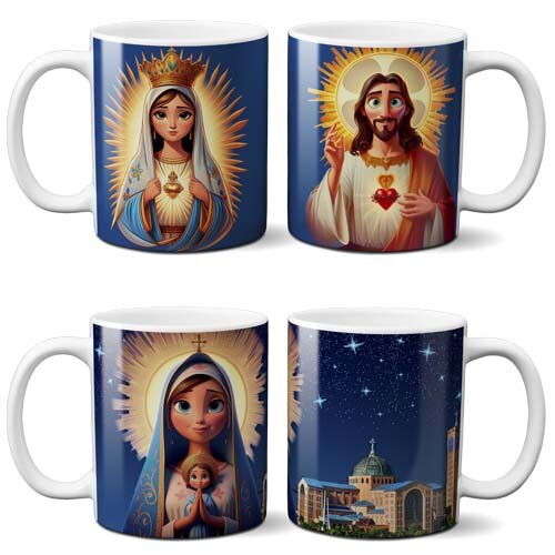 Estampas 3d Sublimação Canecas Santos Católicos Mockups