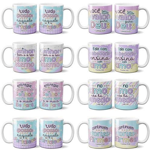 Pack Artes Lettering Gospel Evangélicas Sublimação Canecas