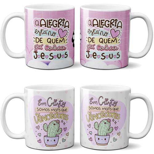 Artes Gospel Evangélicas Lettering Sublimação Canecas Mockup