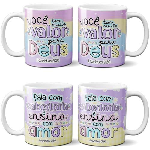 Pacote Artes Lettering Sublimação Canecas Gospel Evangélicas