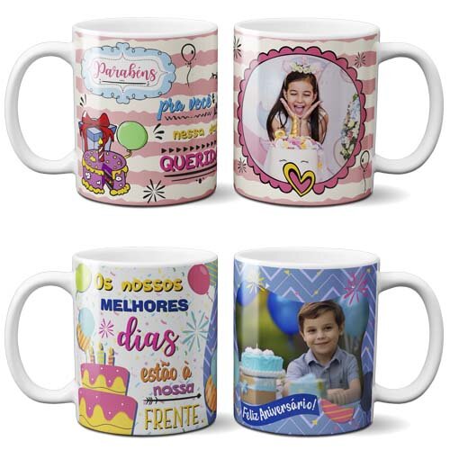 Artes Canecas Aniversário Parabéns 70 Estampas Sublimação