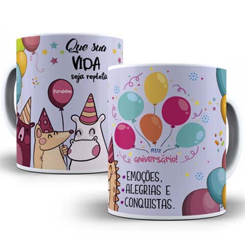 Artes Canecas Aniversário Parabéns 70 Estampas Sublimação