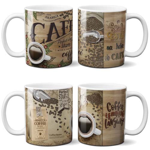 Pacote Artes Café Sublimação Canecas Editáveis Mockups