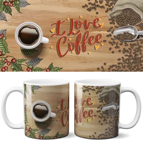 Pacote Artes Café Sublimação Canecas Editáveis Mockups