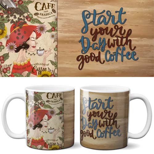 Pacote Artes Café Sublimação Canecas Editáveis Mockups