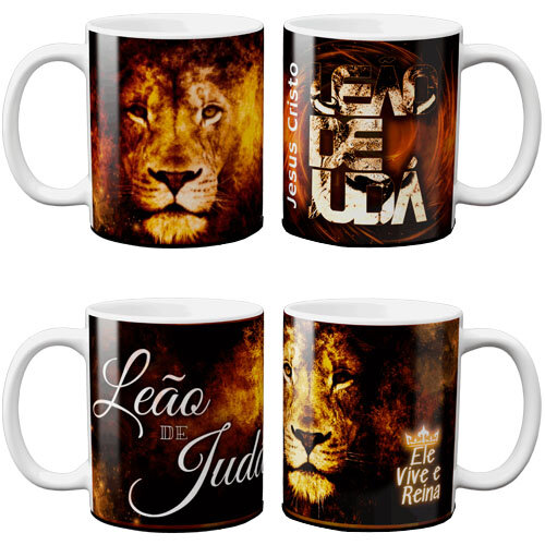 Pacote Artes Leão de Judá Sublimação Canecas Gospel Mockups