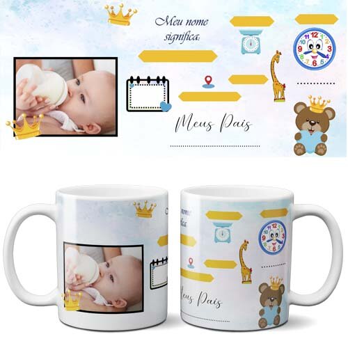 Estampas Nascimento Recem Nascido Sublimação Canecas Mockups