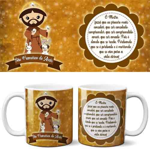 Artes Canecas Santinhos Santos Editáveis Mockups