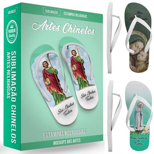Artes Sublimação Chinelos Católicos Religiosos Mockups Santos
