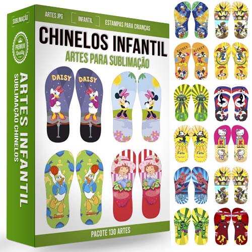 Estampas Dia Crianças Pack 2 Chinelos Infantil Sublimação