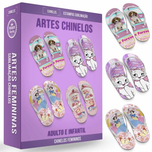 Pacote Artes Sublimação Chinelos Femininos Mulher Estampas