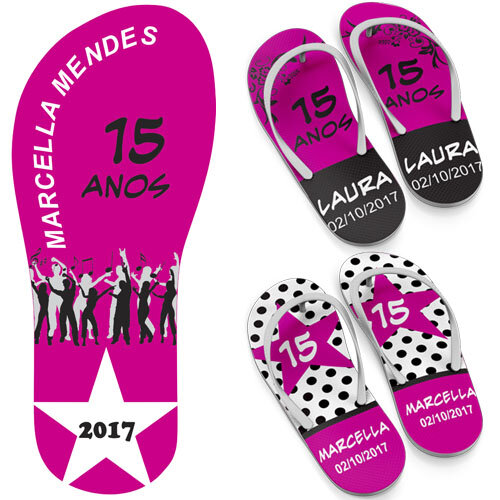Artes Prontas Chinelos Aniversário 15 Anos Gabaritos