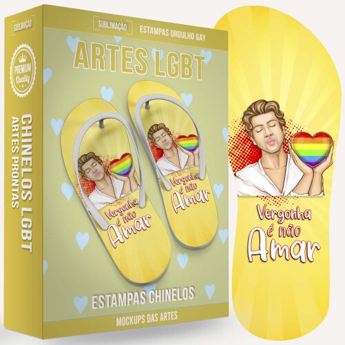 Pacote 20 Artes Chinelos Lgbt Orgulho Gay Sublimação Mockups