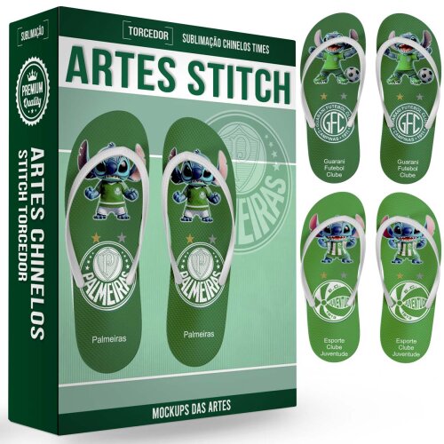 Pacote 22 Artes Chinelos Times Stitch Torcedor Mockups Subli