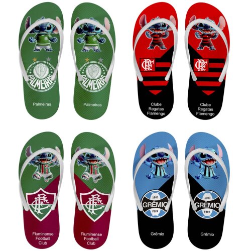 Artes Stitch Torcedor Times Futebol Sublimação Chinelos Mockups