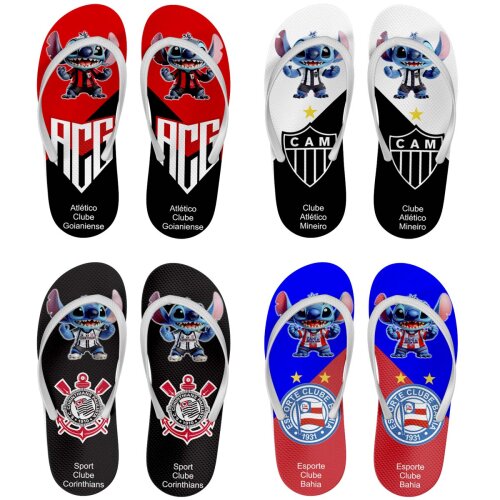 Artes Stitch Torcedor Times Futebol Sublimação Chinelos Mockups