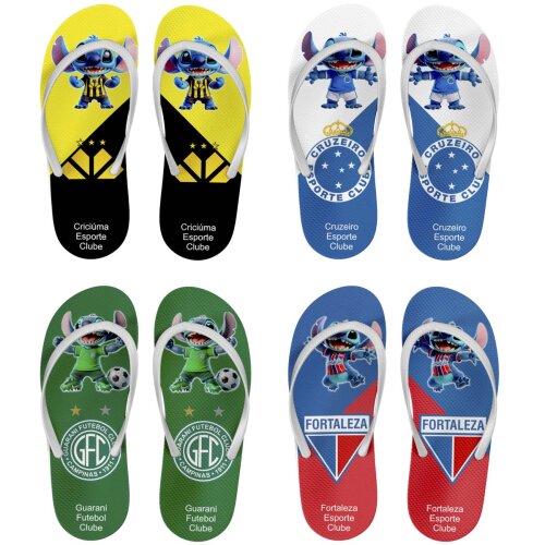 Artes Stitch Torcedor Times Futebol Sublimação Chinelos Mockups