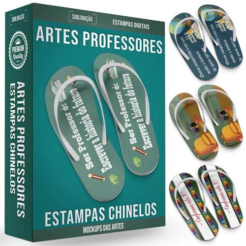 Artes Sublimação Chinelos Dia dos Professores Mockups Gabaritos
